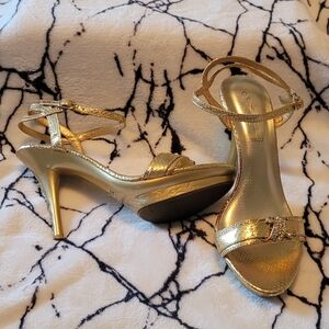 Chic Gold Strappy Heels